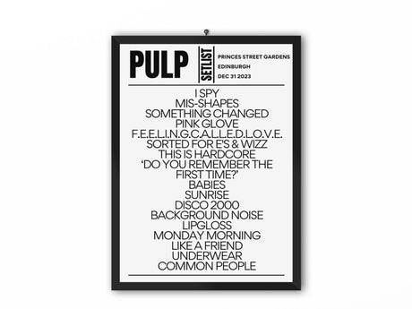 Pulp Setlist Edinburgh Hogmanay December 31 2023 - Setlist