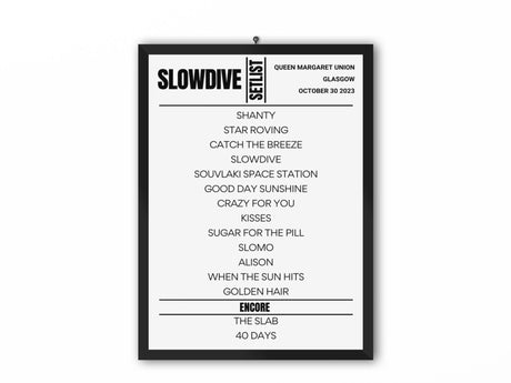 Slowdive Glasgow October 2023 Replica Setlist - Setlist