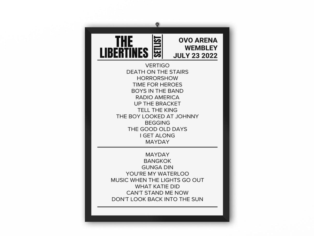 The Libertines London July 2022 Replica Setlist - Setlist