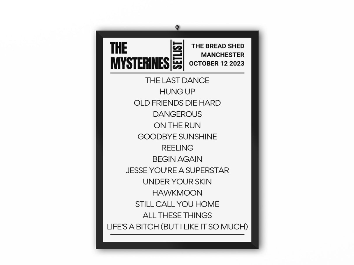 The Mysterines Manchester October 2023 Replica Setlist - Setlist