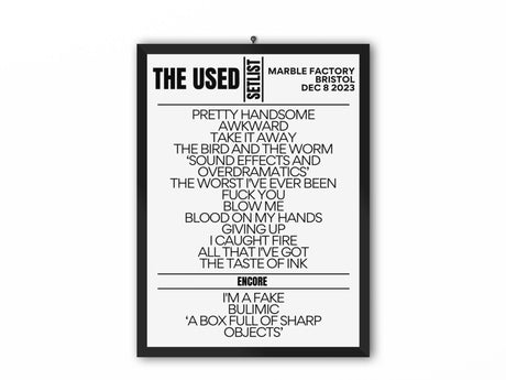 The Used Setlist Bristol December 2023 - Setlist