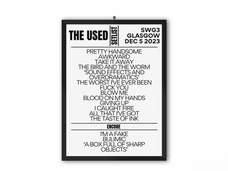 The Used Setlist Glasgow December 2023 - Setlist