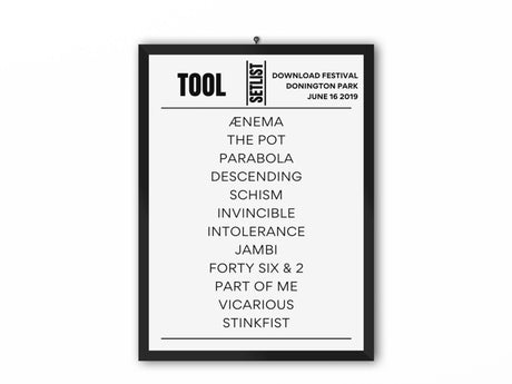 Tool Download Festival 2019 Replica Setlist - Setlist